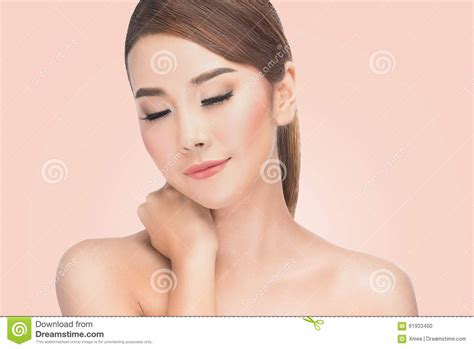 beautifu asian woman at spa portrait of beautiful female with closed eyes of pleasure natural