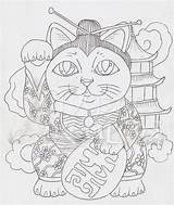 Geisha Maneki Lucky sketch template