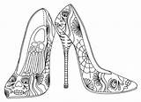 Coloring Pages High Shoe Heel Heels Shoes Adult Drawing Printable Template Sheets Adults Grown Ups Girls Dead Color Fun Converse sketch template
