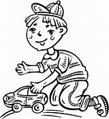 Playing Coloring Toy Car Boy His Pages Clipart Drawing Boys Cartoon Little Walking Children Jpeg sketch template