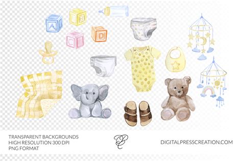 watercolor gender neutral baby clipart digitalpresscreationcom