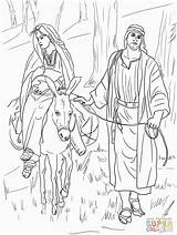 Coloring Joseph Mary Bethlehem Pages Road Printable Jesus Egypt Christmas Nativity Supercoloring Color Flight Into Josef Religious Und Marie Adult sketch template