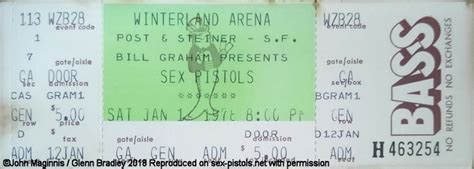 God Save The Sex Pistols Winterland 14th January 1978 Unused Ticket