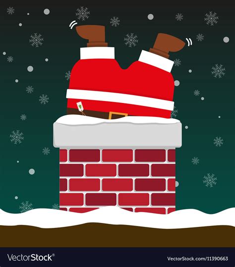 cute fat big santa claus stuck  chimney vector image