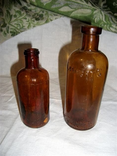 Vintage Brown Glass Apothecary Bottles Lambert S Lithiated