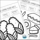 Math Thanksgiving Fractions Number Color Preview sketch template