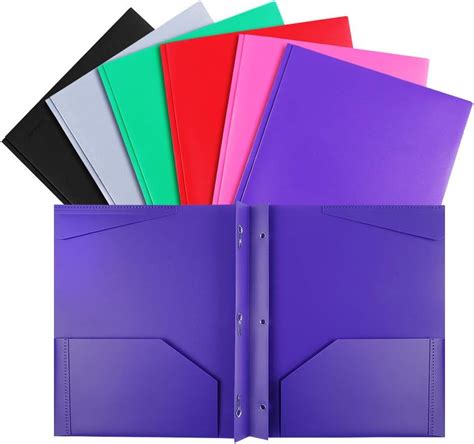 folders plastic folders  pockets  prongs heavy duty folders  brads pack amazon