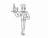 Waiter French Coloring Coloringcrew sketch template