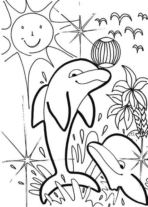 dolphin summer beach party coloring page kids play color