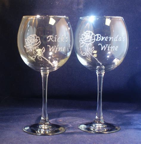 Two Custom Engraved Large Wine Glasses 18 By Francesfineengraving