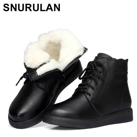 snurulan  mode comfortabele winter laarzen gemaakt van zacht echt leer vrouwen enkellaars
