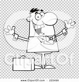 Businessman Briefcase Arms Holding Outline Coloring Illustration Happy His Rf Royalty Clipart Toon Hit sketch template