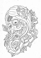 Coloring Pages Dead Adult Books Tattoo Sheet Colouring Adults sketch template