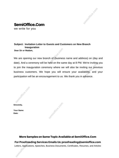 branch opening invitation letter format semiofficecom
