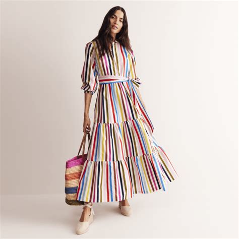 Alba Tiered Cotton Maxi Dress Multistripe Boden Us In 2024 Maxi