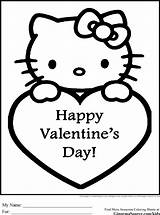 Coloring Valentine Pages Kitty Hello Printable Popular sketch template