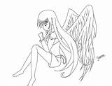 Anime Coloring Pages Angel Girl Emo Cute Couple Printable Colouring Lineart Print Teenagers Female Couples Deviantart Getcolorings Drawings Color Winged sketch template