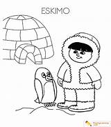 Eskimo Coloring Igloo sketch template