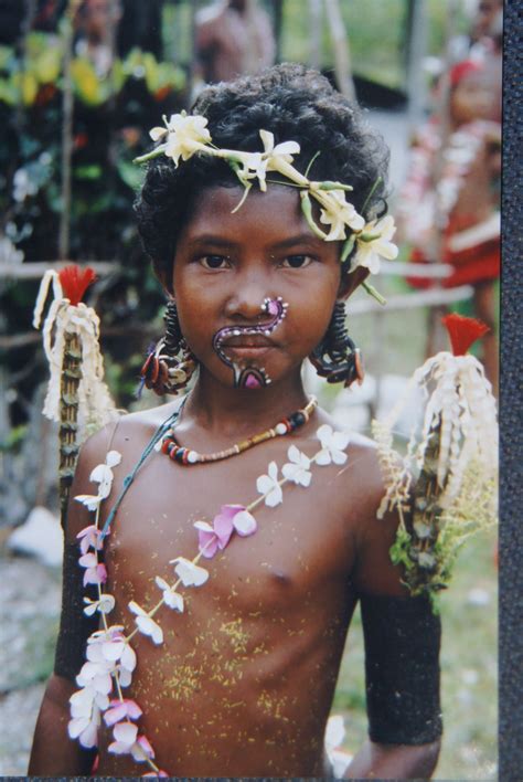 Young Trobriand Island Girl Png With Body Decorated With Flowers