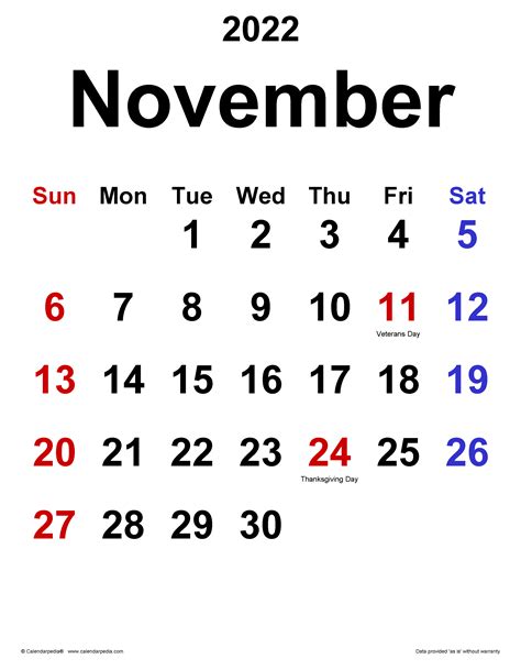 calendar november  printable  printable blank world