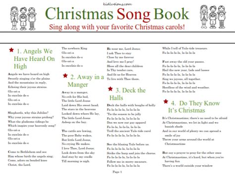 christmas carol lyrics printable booklet