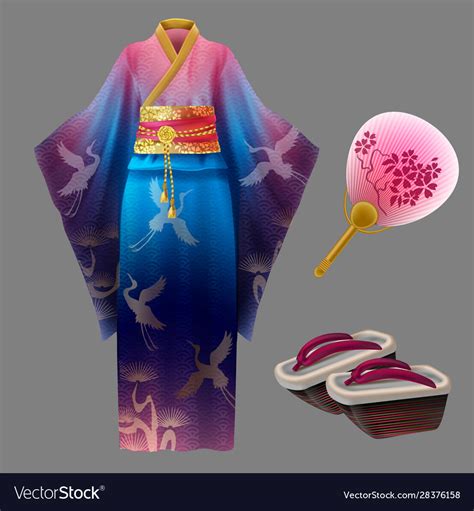 japanese woman kimono geisha dress yukata geta vector image