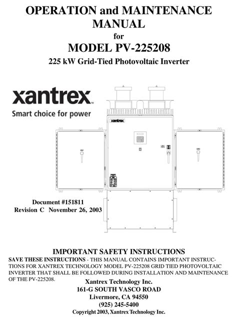 xantrex pv  inverter operation  maintenance manual manualslib
