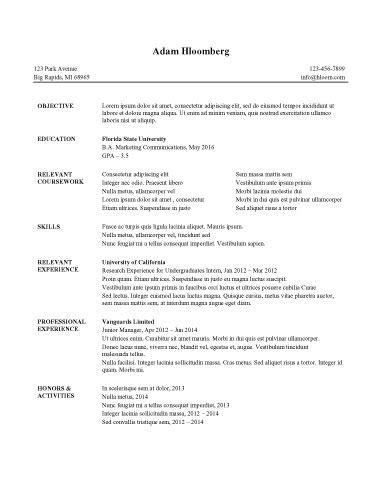 internship resume sample  college internship resume examples