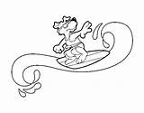 Surfing Dog Coloring Coloringcrew sketch template