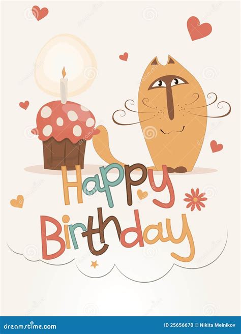 cute happy birthday card stock photo image