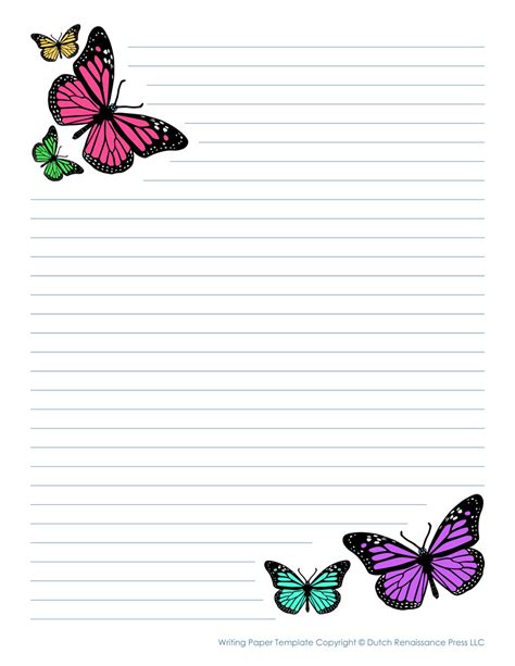 butterfly writing paper tims printables