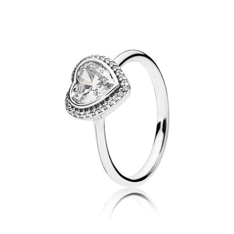 sparkling love heart ring clear cz pandora jewelry