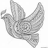 Coloring Dove Peace Pages Zentangle Adults Printable sketch template
