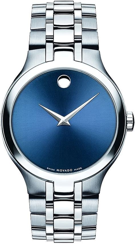 amazoncom movado blue dial mens steel   watches