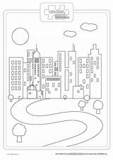 Coloring City Cityscape Pages Kids Sketch Choose Board Sheets sketch template