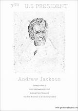 President 7th Coloring Andrew Jackson Sheet Kids sketch template