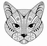Cat Tribal Pattern Face Coloring Pages категории раскраски все из Animals sketch template