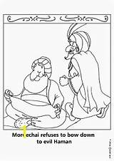 Coloring Haman Mordecai Pages Refuses Bow Mordechai Purim Down Evil Divyajanani sketch template
