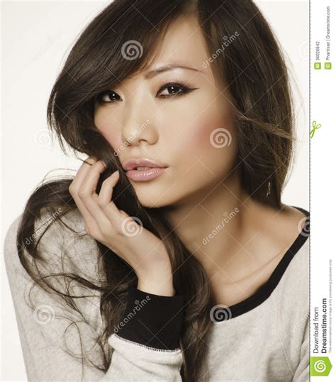 portrait of a beautiful asian woman s face stock