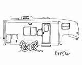 Camper Clipart Sketch Wheel Coloring Camping Motorhome 5th Pages Trailers Fifth Travel Wheels Sheets Roulotte Colorier Campers Drawing Explore Paintingvalley sketch template