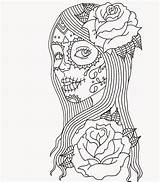 Skull Girly Drawings Coloring Pages Paintingvalley sketch template