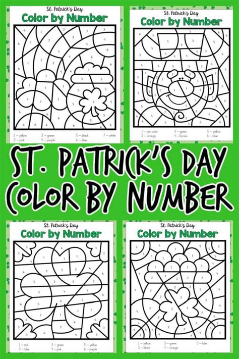 st patricks day color  number printable pack