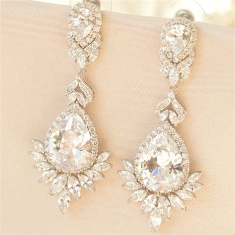 glamorous crystal bridal earrings  crystal  pearl bridal notonthehighstreetcom