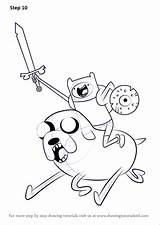 Finn Adventure Time Jake Drawing Draw Step Riding Tutorials sketch template