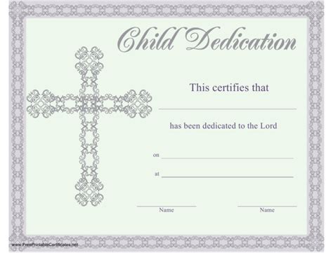 fantastic  fillable baby dedication certificate