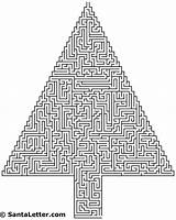 Mazes Maze Christmas Hard Tree Puzzles Coloring Print Xmas Games Worksheets Printables Adults sketch template