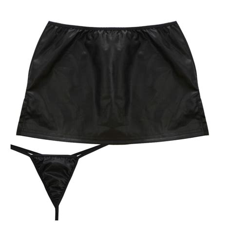 Women S Sexy Micro Mini Skirt Lingerie Wet Look Patent Leather Split