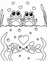 Coloring Pages Frog Valentines Cute Kids Fish Valentine Adult Couples Printable Color Print Frogs Printables Sheets Pants Colouring Smarty Fun sketch template