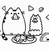 Pusheen Coloring Pages Tacos Butterfly Eating Kawaii Medical Kids sketch template