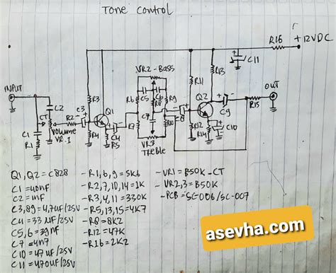 skema tone control   transistor tutorial desain hoby